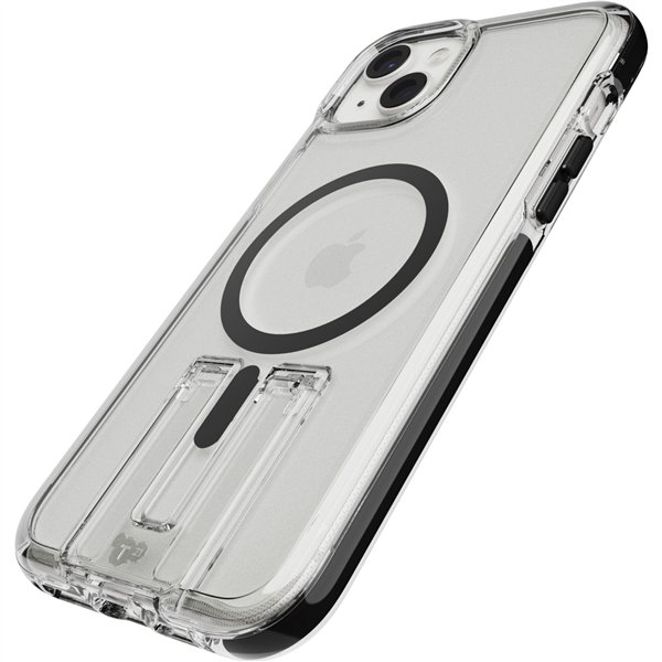 Tech21 EvoCrystal Kick custodia MagSafe iP 15 Plus trasp./nero