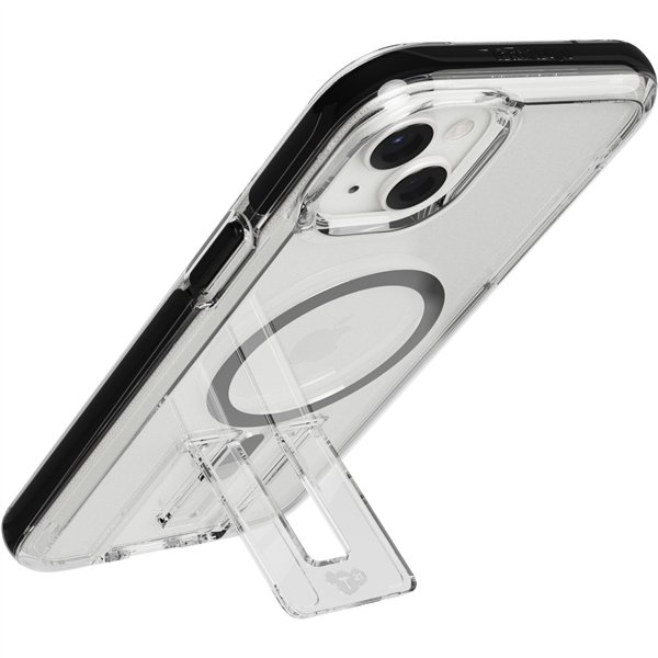 Tech21 EvoCrystal Kick custodia MagSafe iP 15 Plus trasp./nero