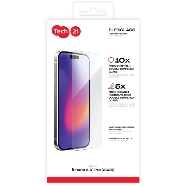 Tech21 FlexGlass Ultra Clear per iPhone 17 Pro trasparente