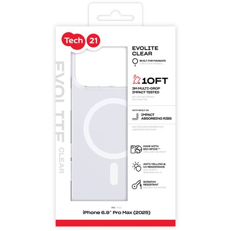 Tech21 EvoLite custodia MagSafe per iPhone 17 Pro Max Clear