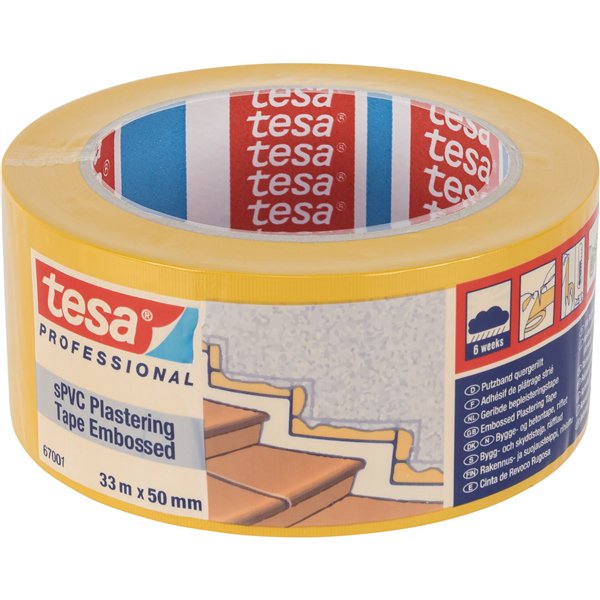 Tesa nastro p. intonaco  sPVC 33m x 50mm groffato giallo 67001