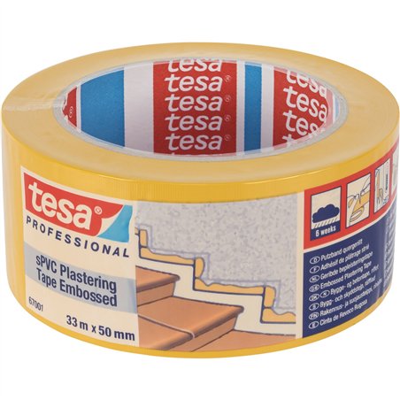 Tesa nastro p. intonaco  sPVC 33m x 50mm groffato giallo 67001