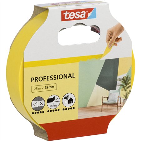 Tesa nastro crespato 25m x 25mm Preci.interni giallo 56270