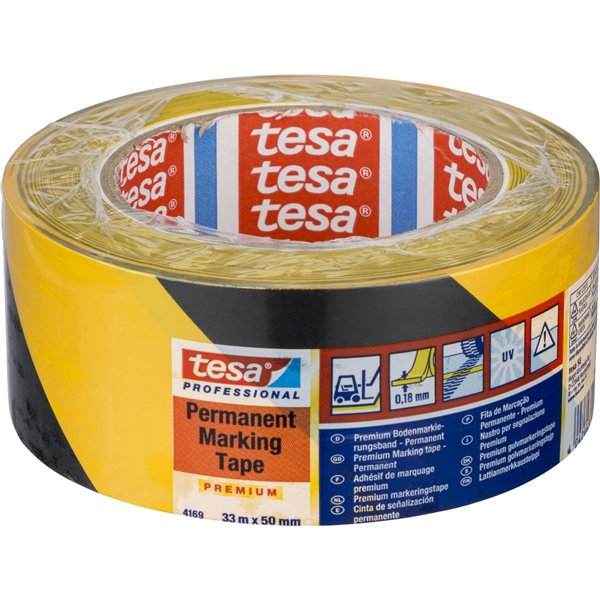 Tesa Bodenmarkierband 33m x 50mm Prem.Prof.sw/gelb 04169