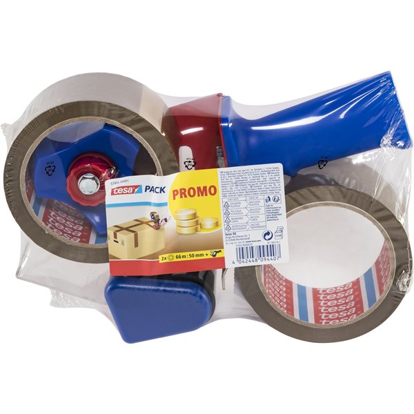 Tesa Tesapack dispenser Promo incl. 2 rotoli marr. 66m x 50mm