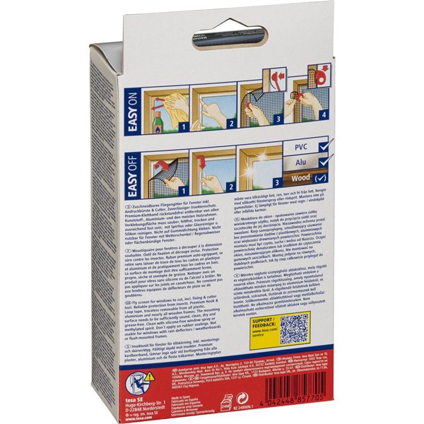 Tesa zanzariera finestra strappo 1,7X1,8m nero 55914