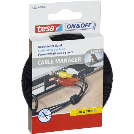 Tesa On&Off Kabelbinder 5mx10mm Universal schwarz 55239