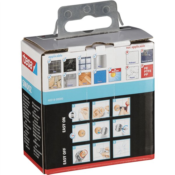 Tesa Smooz Adhesive Hook 40318 chrome, round design