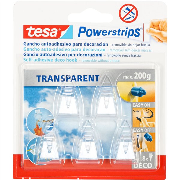 Tesa Powerstrips ganci per deco. trasparente 200g 5 pezzi 58900