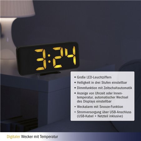 TFA 60.2027.01 sveglia digitale con cifre LED