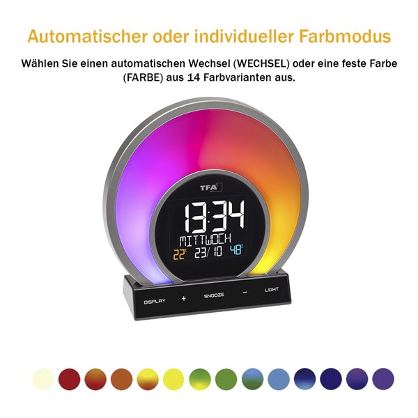 TFA 60.2026.01 SOLUNA Sveglia luminosa con cambio col.