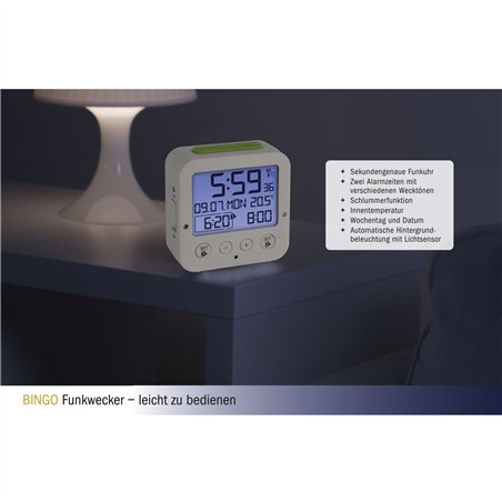 TFA 60.2528.02 Bingo bianco radio sveglia con temperatura