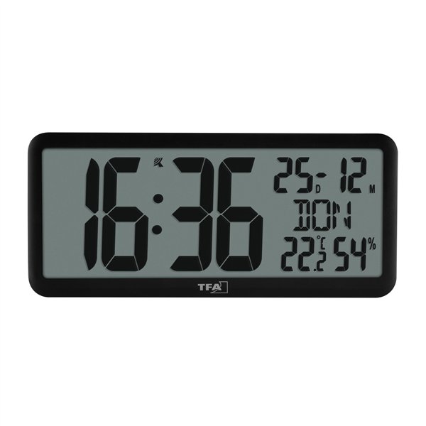 TFA 60.4525.01   schwarz Digitale Funkuhr mit Raumklima