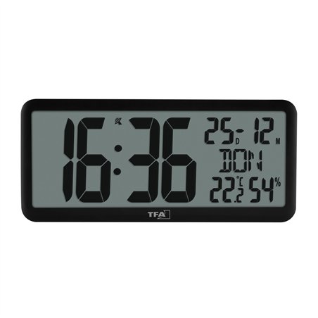 TFA 60.4525.01   schwarz Digitale Funkuhr mit Raumklima