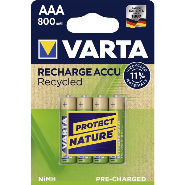 1x4 Varta RECHARGE ACCU Recycled 800 mAH AAA Micro NiMH