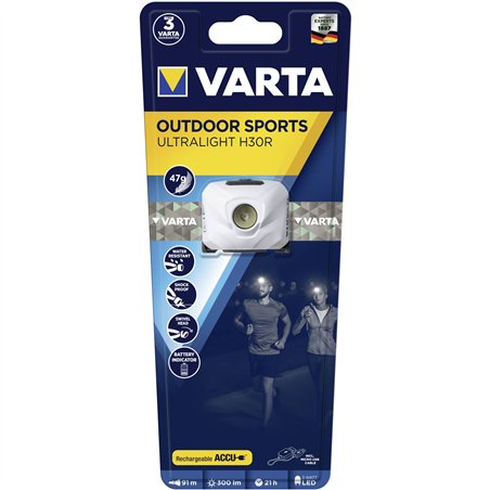 Varta Outdoor Sports Ultralight H30R bianco, ricaricabile