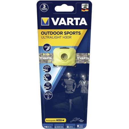 Varta Outdoor Sports Ultralight H30R lime, ricaricabile