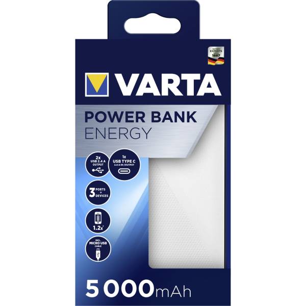 Varta Power Bank Energy 5000 5.000mAh, 2xUSB A, 1xUSB C