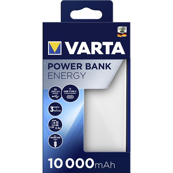 Varta Power Bank Energy 10000 10.000mAh, 2xUSB A, 1xUSB C