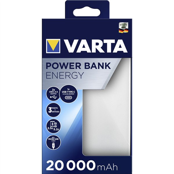 Varta Power Bank Energy 20000 20.000mAh, 2xUSB A, 1xUSB C
