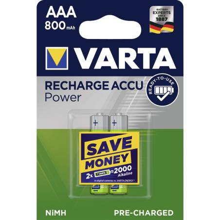 10x2 Varta Rechargeble Accu NiMH 800 mAh Micro VPE Inner Box