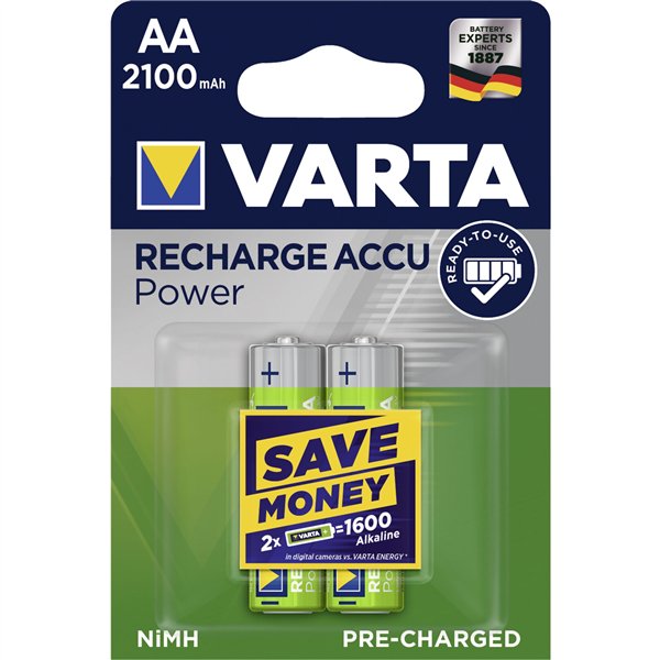 100x2 Varta ricaricab. batt. NiMh 2100 mAh Mignon VPE
