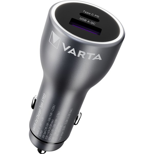 Varta caric. auto 45 Watt Output 1xUSB A / 1xUSB-C PD 57933101111