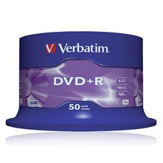 1x50 Verbatim DVD+R 4,7GB 16x Speed, opaco argento 2