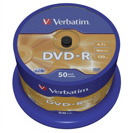 1x50 Verbatim DVD-R 4,7GB 16x Speed, opaco argento