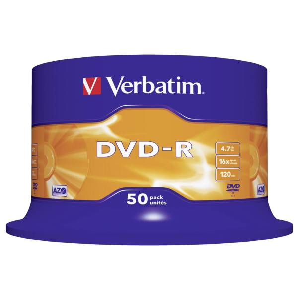 1x50 Verbatim DVD-R 4,7GB 16x Speed, opaco argento