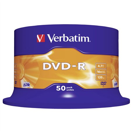 1x50 Verbatim DVD-R 4,7GB 16x Speed, opaco argento