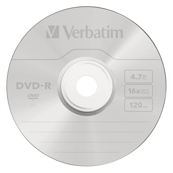 1x50 Verbatim DVD-R 4,7GB 16x Speed, opaco argento