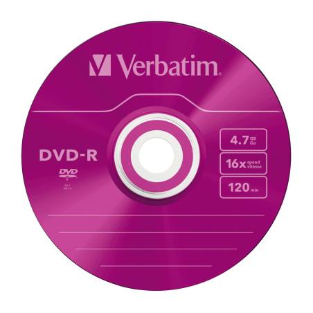1x5 Verbatim DVD-R 4,7GB Colour 16x Speed, Slim custodia