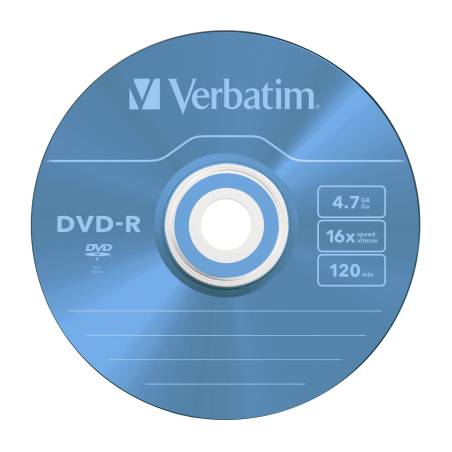 1x5 Verbatim DVD-R 4,7GB Colour 16x Speed, Slim custodia