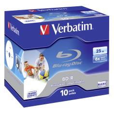 1x10 Verbatim BD-R Blu-Ray 25GB 6x Speed, printable, Jewel Case