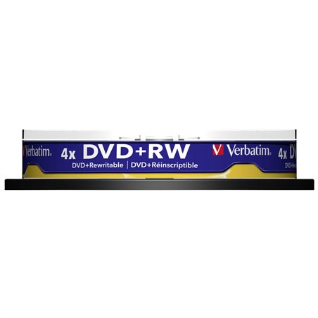 1x10 Verbatim DVD+RW 4,7GB 4x Speed, opaco argento Cakebox