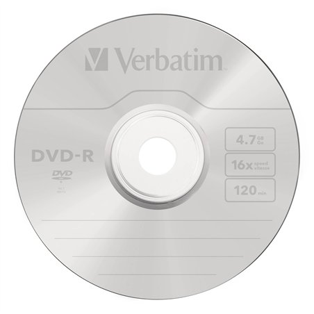 1x100 Verbatim DVD-R 4,7GB 16x Speed, opaco argento