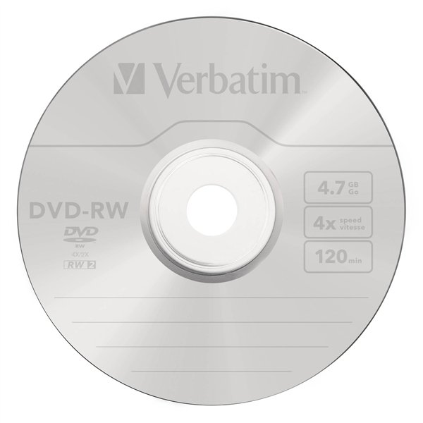 1x25 Verbatim DVD-RW 4,7GB 4x Speed, opaco argento