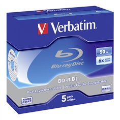 1x5 Verbatim BD-R Blu-Ray 50GB 6x Speed, bianco blu Jewel Case