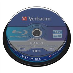 1x10 Verbatim BD-R Blu-Ray 50GB 6x Speed, bianco blu Cakebox