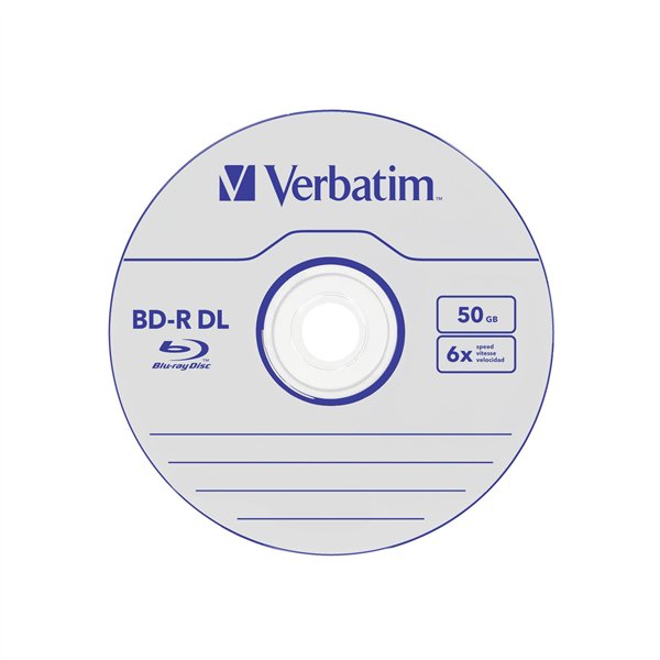 1x10 Verbatim BD-R Blu-Ray 50GB 6x Speed, bianco blu Cakebox