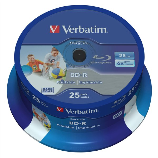 1x25 Verbatim BD-R Blu-Ray 25GB 6x Speed DL Wide Printable CB
