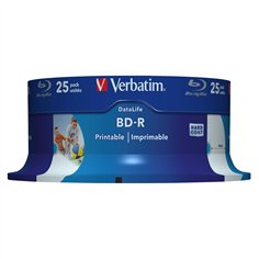 1x25 Verbatim BD-R Blu-Ray 25GB 6x Speed DL Wide Printable CB 2