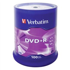 1x100 Verbatim DVD+R 4,7GB 16x Speed, opaco argento