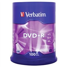 1x100 Verbatim DVD+R 4,7GB 16x Speed, opaco argento 2