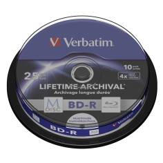 1x10 Verbatim M-Disc BD-R BluRay 25GB 4x Speed Cakebox printable