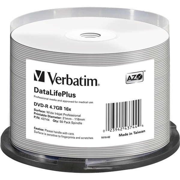 1x50 Verbatim DVD-R 4,7GB 16x wide printable NON-ID