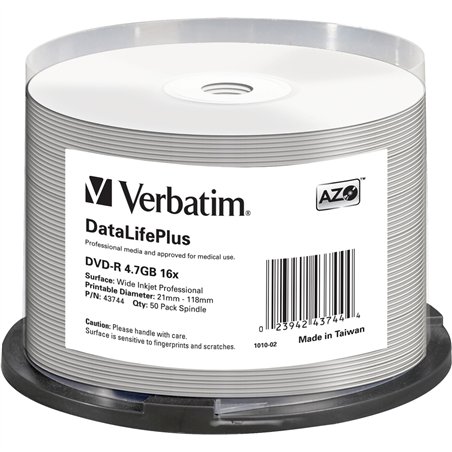 1x50 Verbatim DVD-R 4,7GB 16x wide printable NON-ID