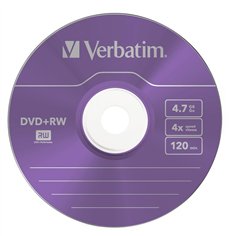1x5 Verbatim DVD+RW 4,7GB 4x Speed Colour Surface Slimcase 2