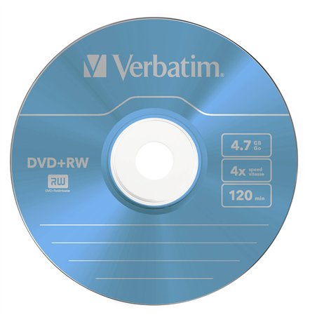 1x5 Verbatim DVD+RW 4,7GB 4x Speed Colour Surface Slimcase